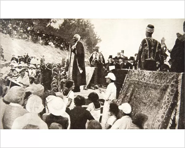 Lord Balfour speaking at the Hebrew University, Jerusalem, Palestine, 1927. Artist