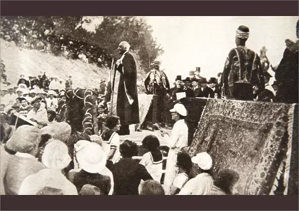 Lord Balfour speaking at the Hebrew University, Jerusalem, Palestine, 1927. Artist