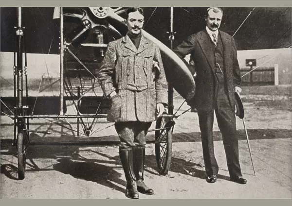 Adolphe Pegoud and Louis Bleriot, French aviators, Brooklands, Surrey, 1913
