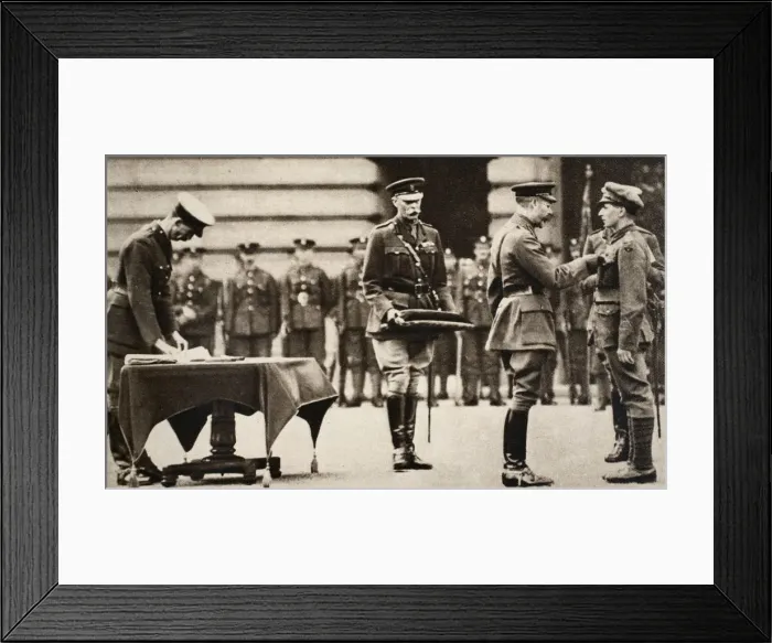 Framed Print : King George V awarding the Victoria Cross to Private Wilfred Edwards, 1917. Artist Framed Print : King George V awarding the Victoria Cross to Private Wilfred Edwards, 1917. Artist