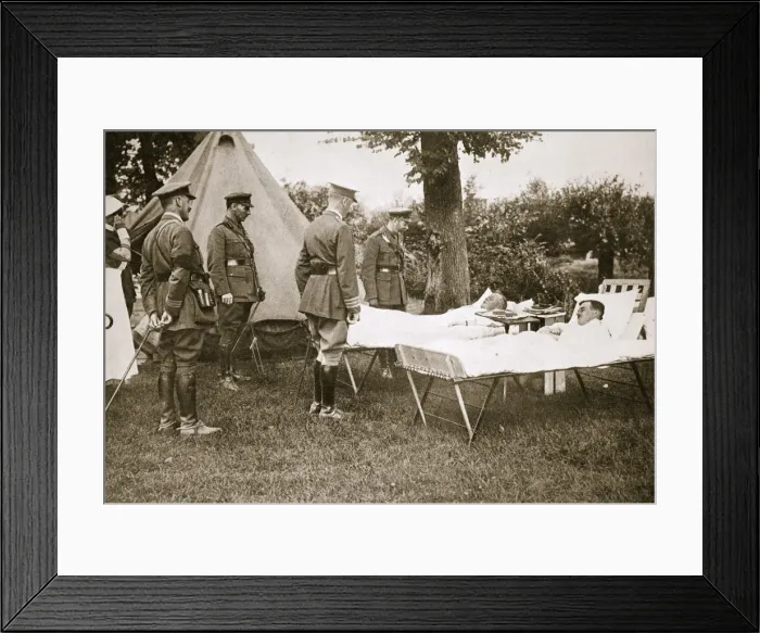 Framed Print : King George V conversing with wounded officers, France, World War I, 1916. Artist Framed Print : King George V conversing with wounded officers, France, World War I, 1916. Artist