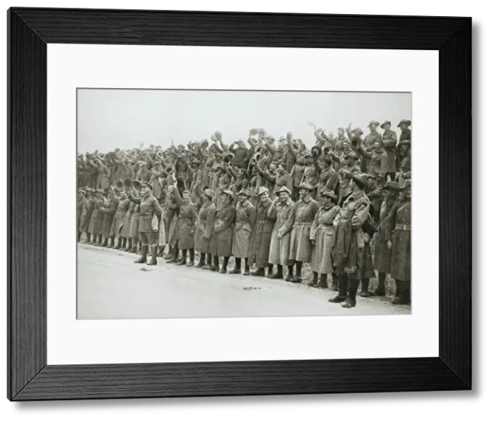 Framed Print : Australians cheer King George V, France, World War I, 1916 Framed Print : Australians cheer King George V, France, World War I, 1916