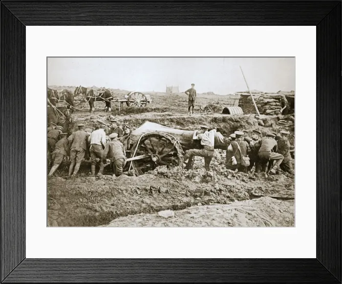Framed Print : Manoeuvring a big gun in the mud, Somme campaign, France, World War I, 1916. Artist Framed Print : Manoeuvring a big gun in the mud, Somme campaign, France, World War I, 1916. Artist