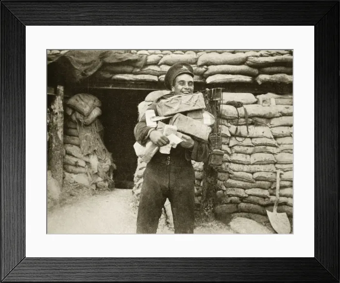Framed Print : The mail arrives during the Battle of the Somme, France, World War I, 1916. Artist Framed Print : The mail arrives during the Battle of the Somme, France, World War I, 1916. Artist