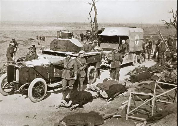 British armoured car, near Guillemont, France, Somme campaign, World War I, 1916