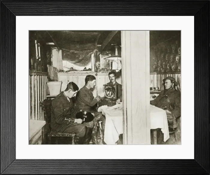 Framed Print : British soldiers in a captured German dugout, Somme campaign, France, World War I, 1916 Framed Print : British soldiers in a captured German dugout, Somme campaign, France, World War I, 1916