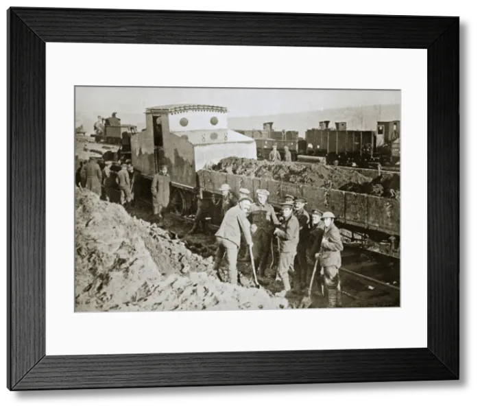 Framed Print : British armoured railway engine, France, World War I, 1916 Framed Print : British armoured railway engine, France, World War I, 1916