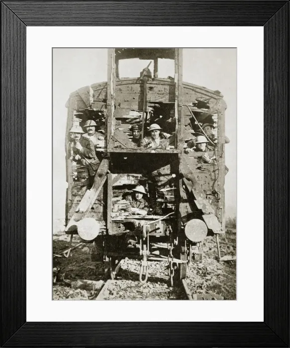 Framed Print : Captured German railway carriage, the Ancre, France, World War I, 1916 Framed Print : Captured German railway carriage, the Ancre, France, World War I, 1916