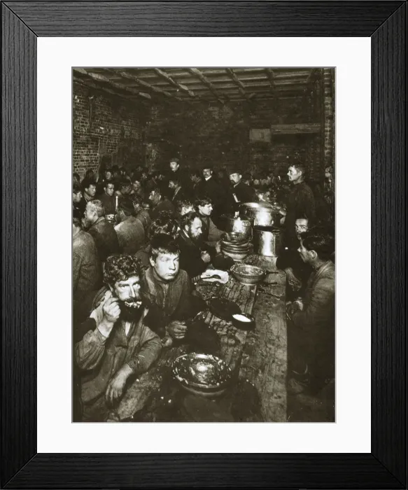 Framed Print : Russian manual labourers eating a meal, late 19th century Framed Print : Russian manual labourers eating a meal, late 19th century