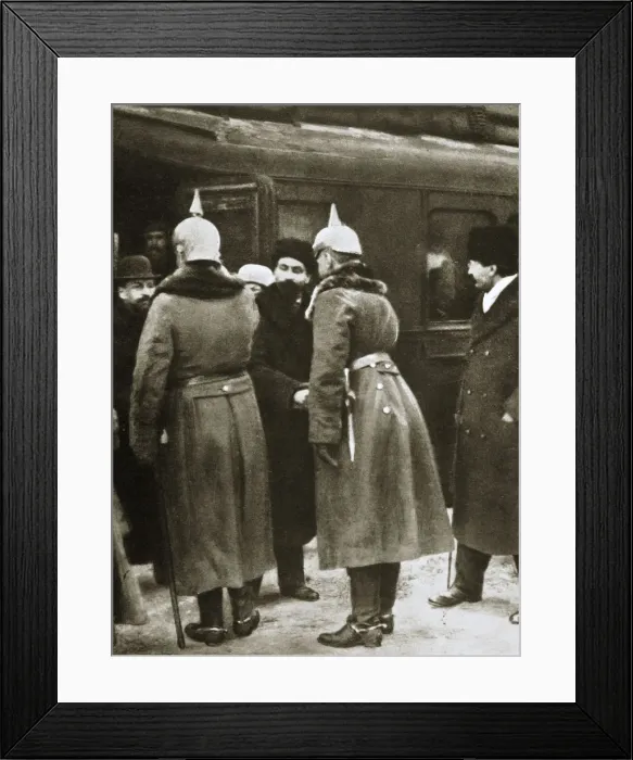 Framed Print : Trotsky and Russian delegates welcomed by German officers, Brest-Litovsk, Russia, 1917 Framed Print : Trotsky and Russian delegates welcomed by German officers, Brest-Litovsk, Russia, 1917