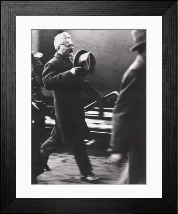 Framed Print : Leon Trotsky, exiled Russian Communist leader, arriving in Paris, c1933 Framed Print : Leon Trotsky, exiled Russian Communist leader, arriving in Paris, c1933