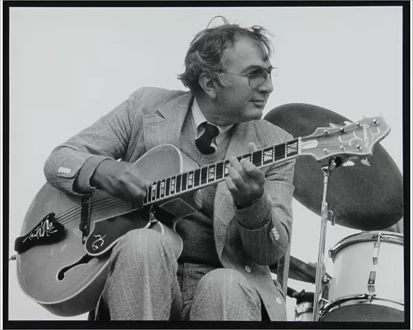 American guitarist Bucky Pizzarelli on stage at the Capital Radio Jazz Festival, London, 1979