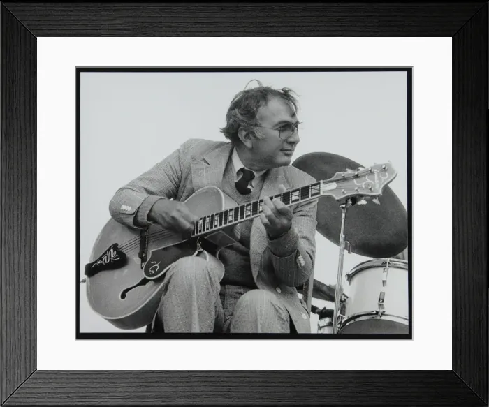 Framed Print : American guitarist Bucky Pizzarelli on stage at the Capital Radio Jazz Festival, London, 1979 Framed Print : American guitarist Bucky Pizzarelli on stage at the Capital Radio Jazz Festival, London, 1979