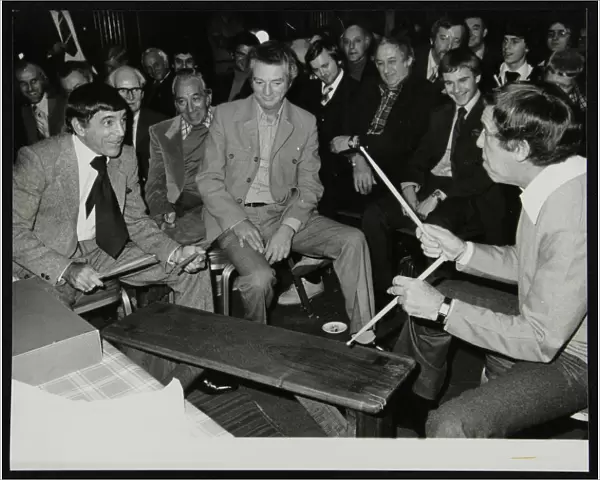 Louie Bellson and Buddy Rich at the International Drummers Association meeting