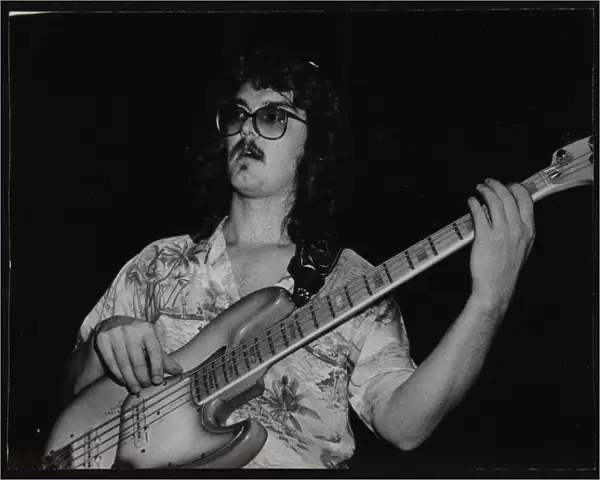 Dave Carpenter, bass guitarist with Buddy Richs band, at the Royal Festival Hall, London, 1985