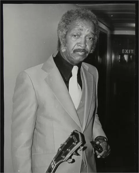 Freddie Green, guitarist with Count Basies Orchestra, at the Royal Festival Hall, London, 1980