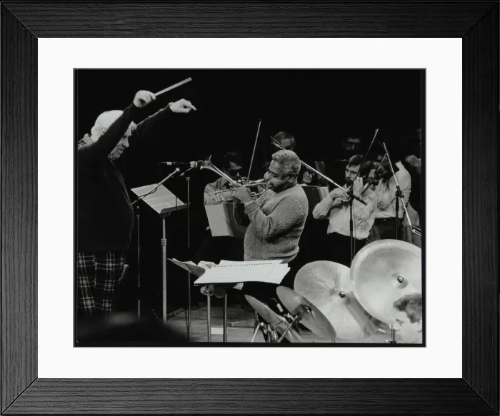 Framed Print : Dizzy Gillespie playing with the Royal Philharmonic Orchestra, Royal Festival Hall, London, 1985