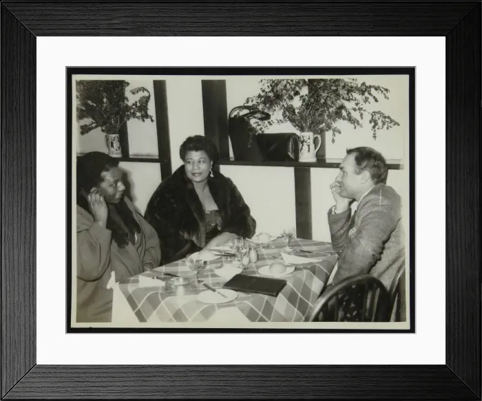 Framed Print : Ella Fitzgerald with her sister and record producer and impresario Norman Granz, Bristol, 1955 Framed Print : Ella Fitzgerald with her sister and record producer and impresario Norman Granz, Bristol, 1955