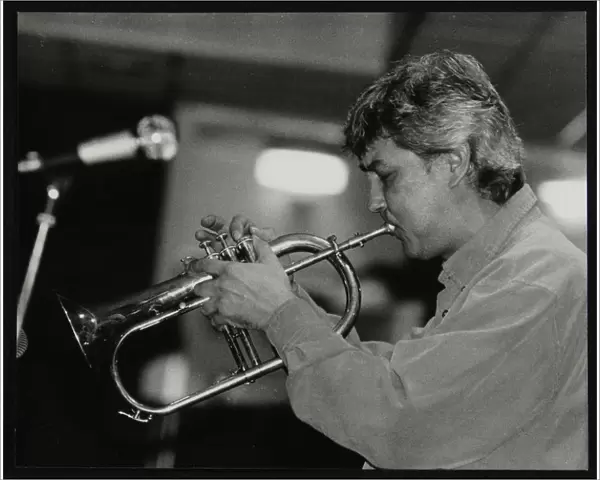 Dick Pearce playing the flugelhorn at The Fairway, Welwyn Garden City, Hertfordshire, 1999