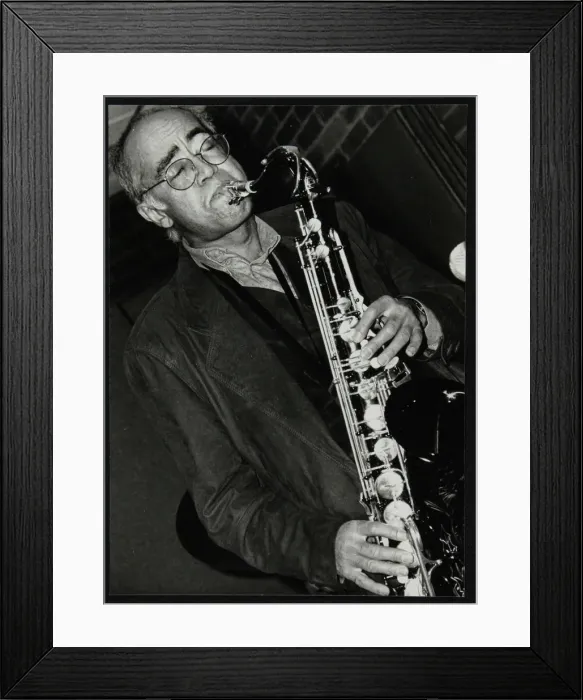 Framed Print : Art Themen playing tenor saxophone at The Fairway, Welwyn Garden City, 1993. Artist Framed Print : Art Themen playing tenor saxophone at The Fairway, Welwyn Garden City, 1993. Artist
