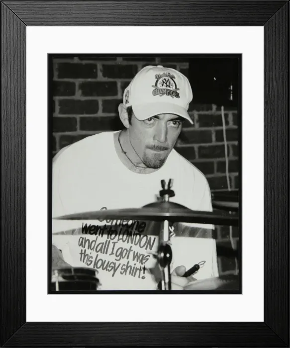 Framed Print : Drummer Gene Calderazzo at The Fairway, Welwyn Garden City, Hertfordshire, 8 December 1996 Framed Print : Drummer Gene Calderazzo at The Fairway, Welwyn Garden City, Hertfordshire, 8 December 1996