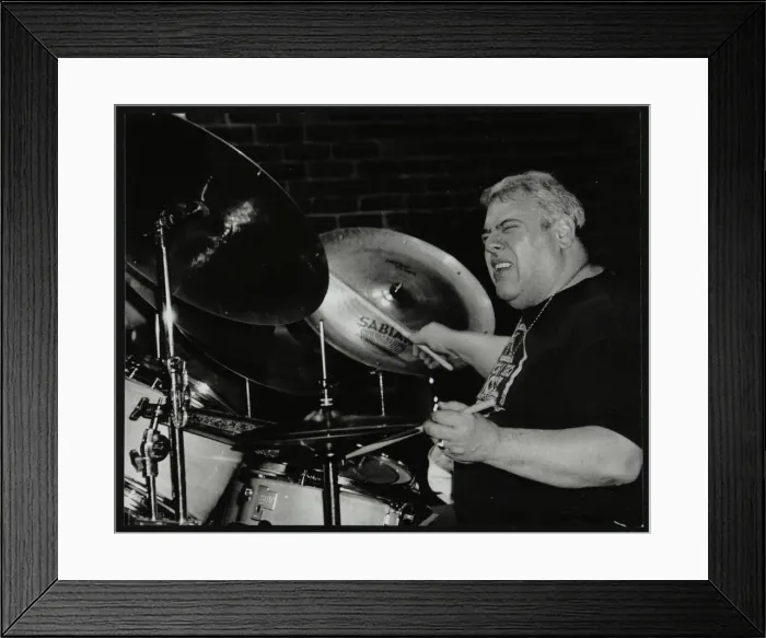 Framed Print : Drummer Martin Drew playing at The Fairway, Welwyn Garden City, Hertfordshire, 15 February 1998 Framed Print : Drummer Martin Drew playing at The Fairway, Welwyn Garden City, Hertfordshire, 15 February 1998
