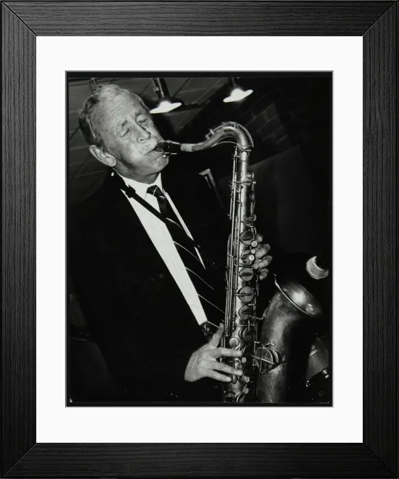 Framed Print : Tenor saxophonist Spike Robinson playing at The Fairway, Welwyn Garden City, Hertfordshire, 1992 Framed Print : Tenor saxophonist Spike Robinson playing at The Fairway, Welwyn Garden City, Hertfordshire, 1992