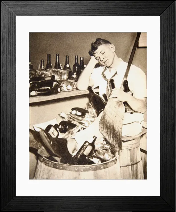 Framed Print : Drink gets the better of a young man, USA, 1933 Framed Print : Drink gets the better of a young man, USA, 1933