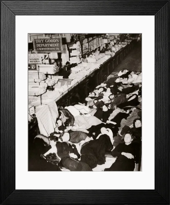Framed Print : Girl employees of Woolworths five and dime store, West Fourteenth Street, New York, USA, 1937 Framed Print : Girl employees of Woolworths five and dime store, West Fourteenth Street, New York, USA, 1937
