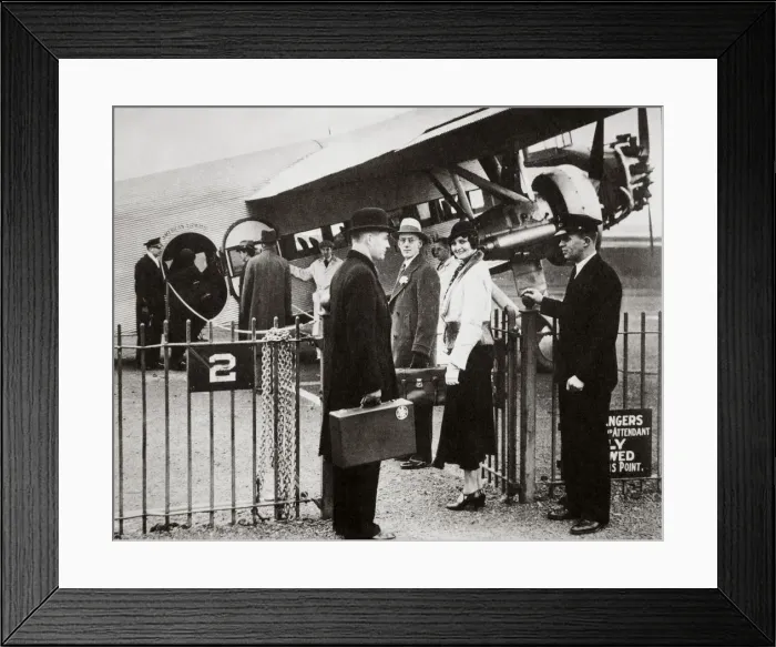 Framed Print : Ford Trimotor plane about to depart from an airfield, c1932 Framed Print : Ford Trimotor plane about to depart from an airfield, c1932