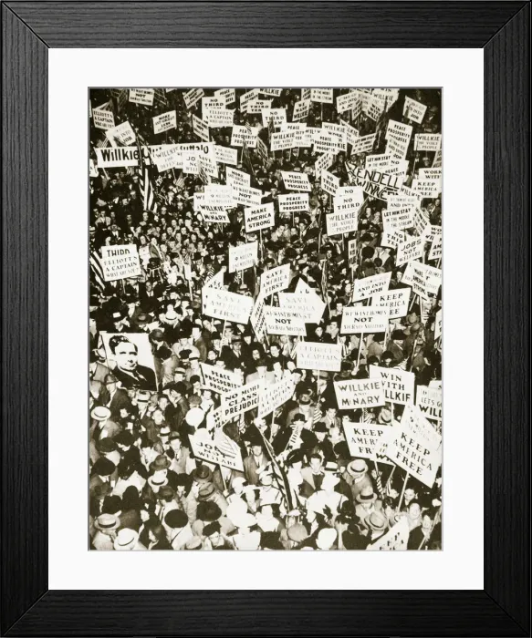 Framed Print : Republican supporters outside Buffalo Memorial Auditorium, New York, USA, 15 October 1940 Framed Print : Republican supporters outside Buffalo Memorial Auditorium, New York, USA, 15 October 1940