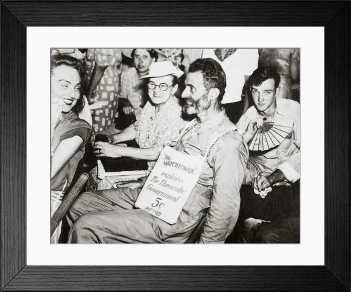 Framed Print : An anti-war group of Jehovahs Witnesses convening in 1940 Framed Print : An anti-war group of Jehovahs Witnesses convening in 1940
