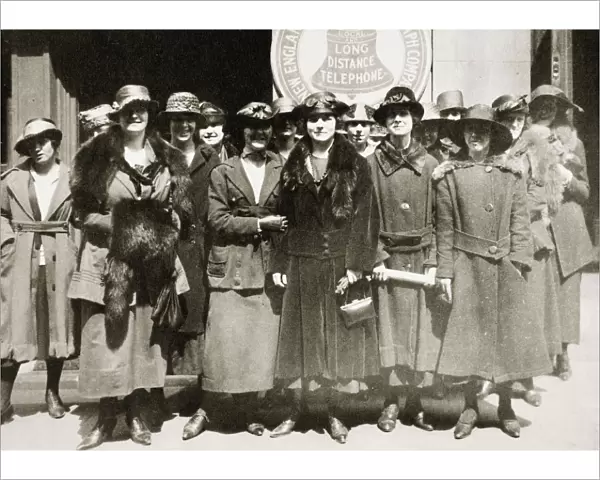 Female telephone operators on strike in Boston, Massachusetts, USA, 1919