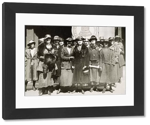Female telephone operators on strike in Boston, Massachusetts, USA, 1919