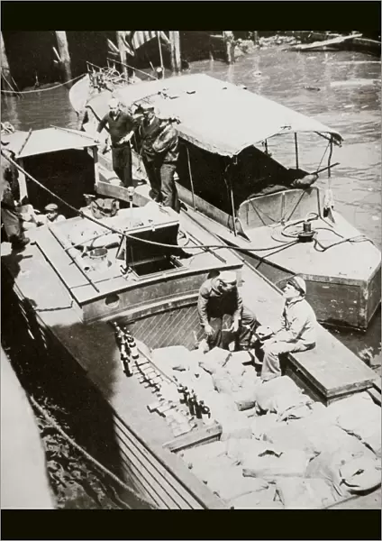 A rum-running boat caught smuggling in 2000 bottles, USA, 1920s