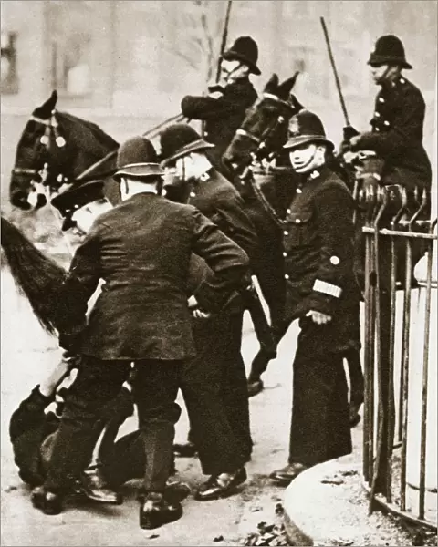 Police arresting a group of hunger marchers in London, 1932