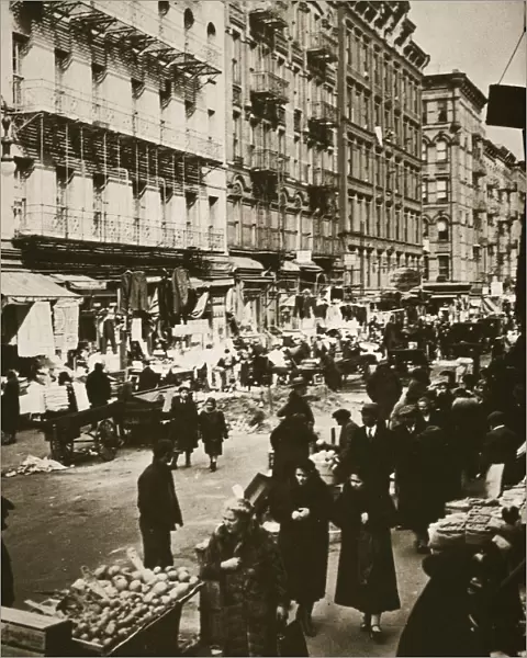 Street market on Orchard Street, Lower East Side, New York, USA, early 1930s. Artist