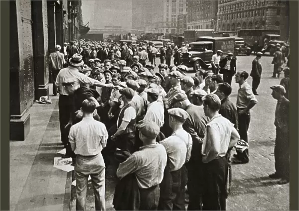 Longshoremen being picked out by a boss, New York, USA, 1920s or 1930s