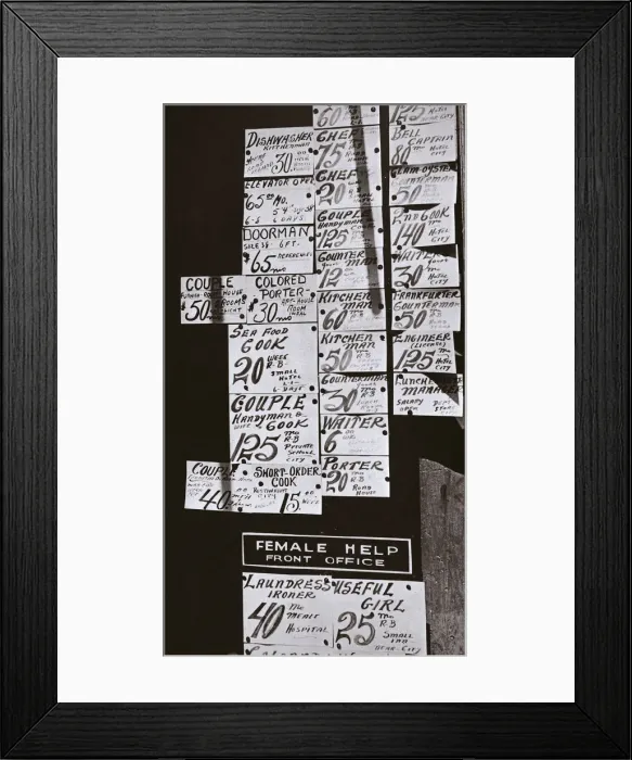 Framed Print : Window of an employment office, on Sixth Avenue near Forty-third Street, New York, early 1930s Framed Print : Window of an employment office, on Sixth Avenue near Forty-third Street, New York, early 1930s