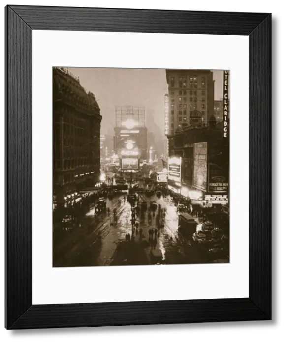 Framed Print : Winter evening on Times Square and Broadway, New York, USA, early 1930s Framed Print : Winter evening on Times Square and Broadway, New York, USA, early 1930s