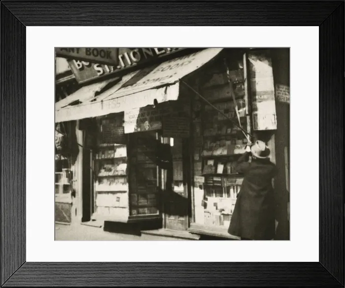 Framed Print : Opening for business, stationery shop in Manhattan, New York, USA, 1930. Artist Framed Print : Opening for business, stationery shop in Manhattan, New York, USA, 1930. Artist