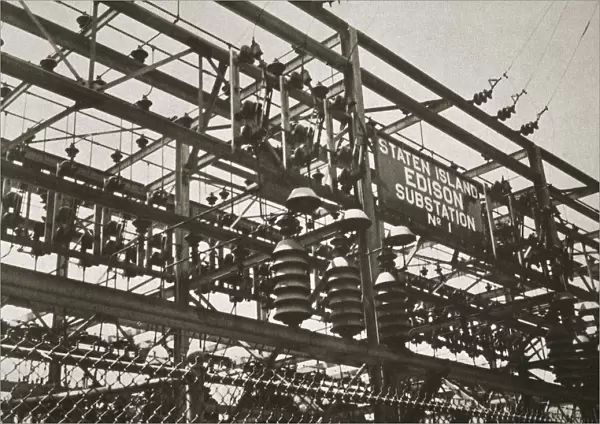 Electrical substation Number 1 on Staten Island, New York, USA, early 1930s. Artist
