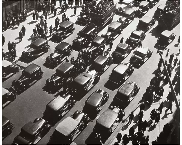 Traffic jam on Fifth Avenue at 49th Street, New York, USA, early 1929