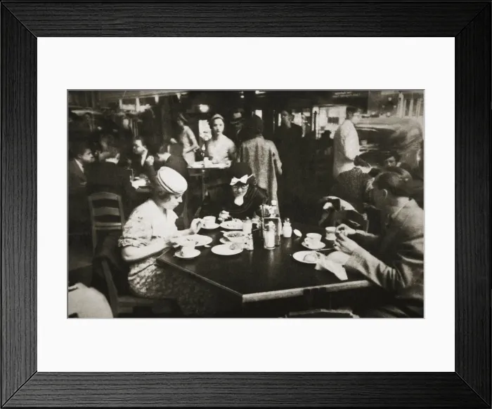 Framed Print : Office workers lunching in a restaurant, New York, USA, early 1930s Framed Print : Office workers lunching in a restaurant, New York, USA, early 1930s