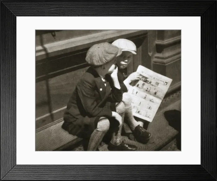 Framed Print : Two boys reading the comic section of the Sunday paper, New York, USA, 1931. Artist Framed Print : Two boys reading the comic section of the Sunday paper, New York, USA, 1931. Artist