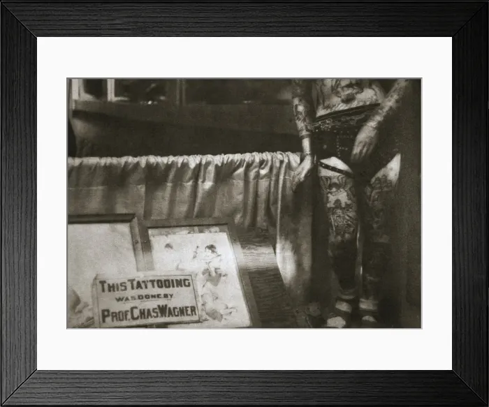 Framed Print : Professor Charles Wagners Tattoo Parlour, Chatham Square, New York, USA, early 1930s Framed Print : Professor Charles Wagners Tattoo Parlour, Chatham Square, New York, USA, early 1930s