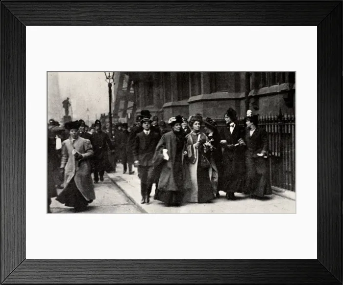 Framed Print : Emmeline Pankhurst, British suffragette leader, carrying a petition, London, 13 February 1908