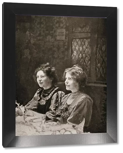 Christabel Pankhurst and Annie Kenney, British suffragettes, 1909. Artist: GK Jones