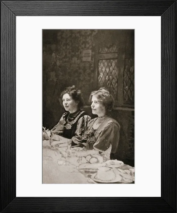 Framed Print : Christabel Pankhurst and Annie Kenney, British suffragettes, 1909. Artist: GK Jones Framed Print : Christabel Pankhurst and Annie Kenney, British suffragettes, 1909. Artist: GK Jones