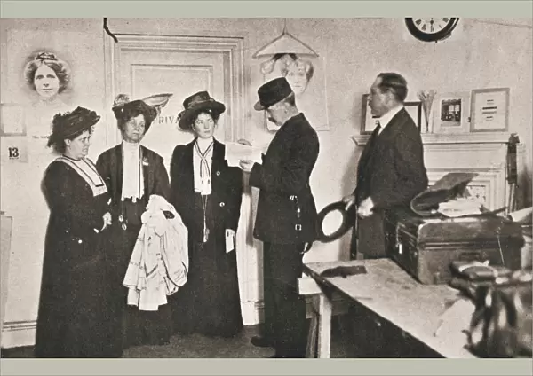 Arrest of leading suffragettes, London, 13 October 1908